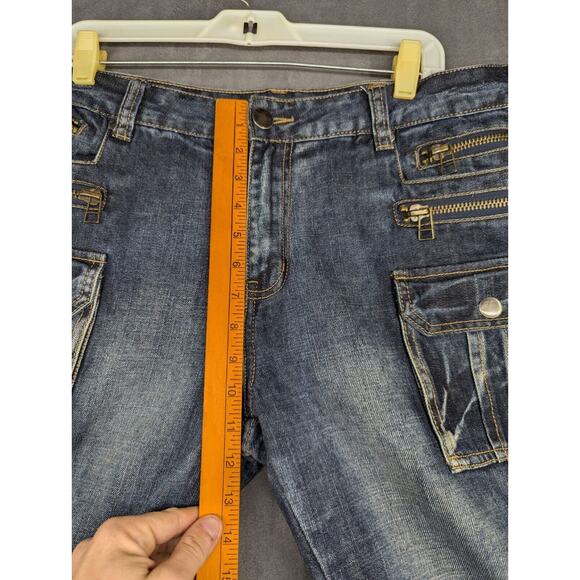 Jeansian Jeans Mens 38 Blue Multiples Pockets And Zipper Size 37x33 - Picture 5 of 12